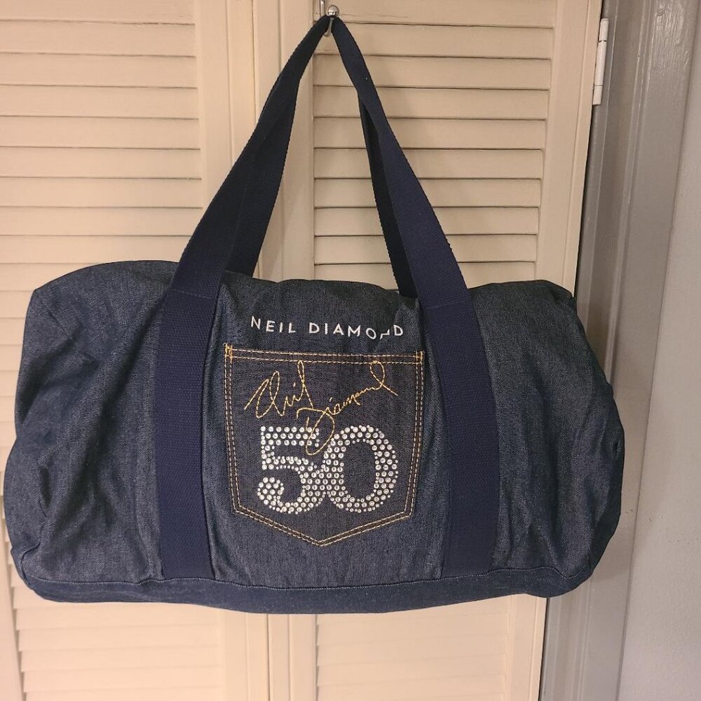 Neil Diamond 50th Anniversary 2017 Duffel Duffle Bag Denim Rhinestone Diamond
